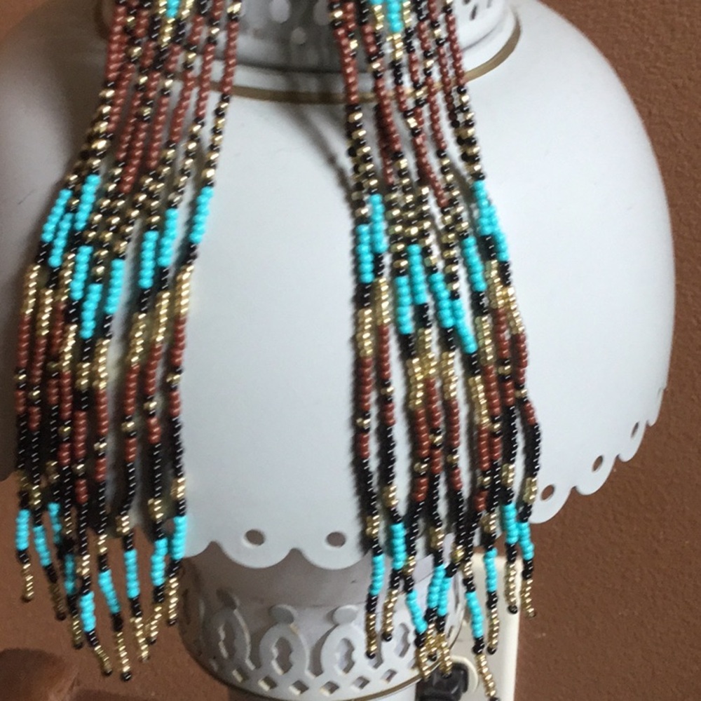 Beaded dangle fringe earrings cowgirl rodeo barrel racing cutting horse show - Picture 3 of 5